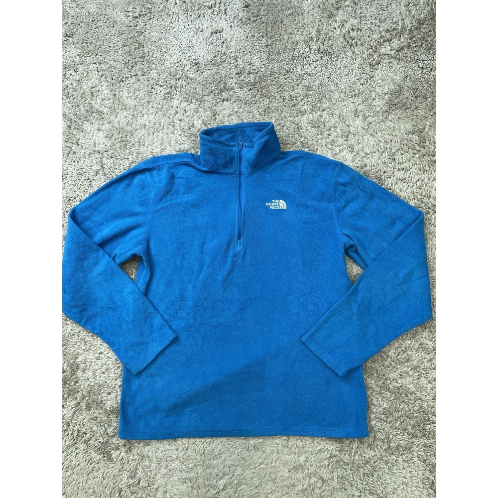The North Face Fleece Sweater Mens Small Blue Quarter Zip Pullover Embroidered